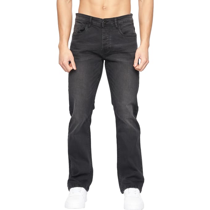 Crosshatch Heren Winsbury Bootcut Jeans (Zwart wassen)