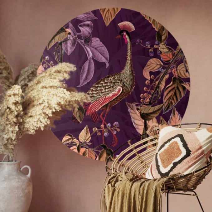 Behangcirkel 150cm Purple disco XL - Wallz