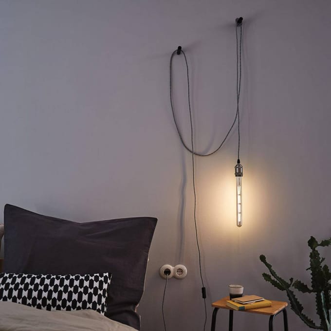 Neordic Hanglamp Eldar incl. stekker E27 max. 20W Grijs, Nikkel dimbaar Metaal
