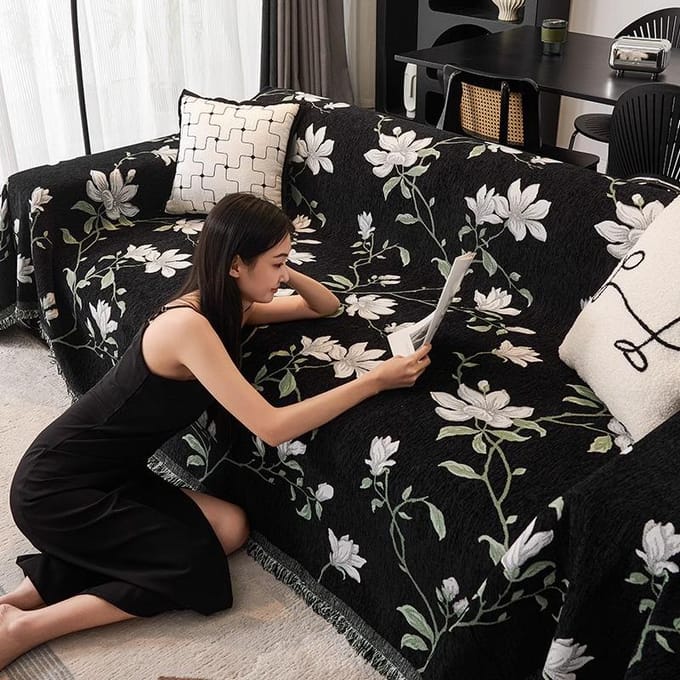 Chenille Sofahanddoek, Universeel voor alle seizoenen, High-end Sofadeken, Sofahoes in antieke stijl, Anti-kras Sofahoes 180*130cm