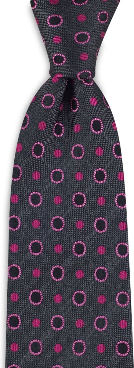 We Love Ties - Stropdassen - Stropdas Roundabout - grijs / fuchsia
