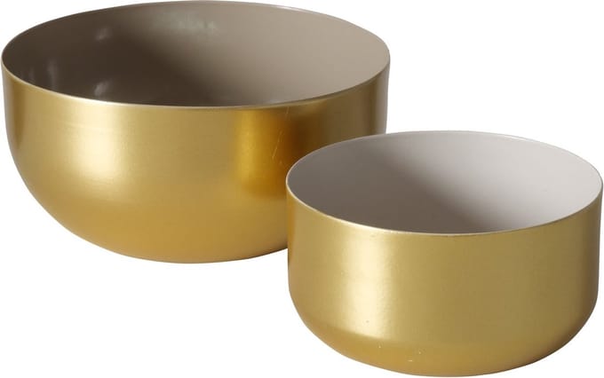 Theelichthouder goudkleurig , set van 2 formaten . Boltze Lucy bowl