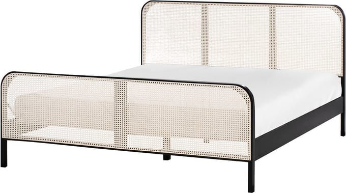 GONFARON - Tweepersoonsbed - Zwart - 180 x 200 cm - Dennenhout