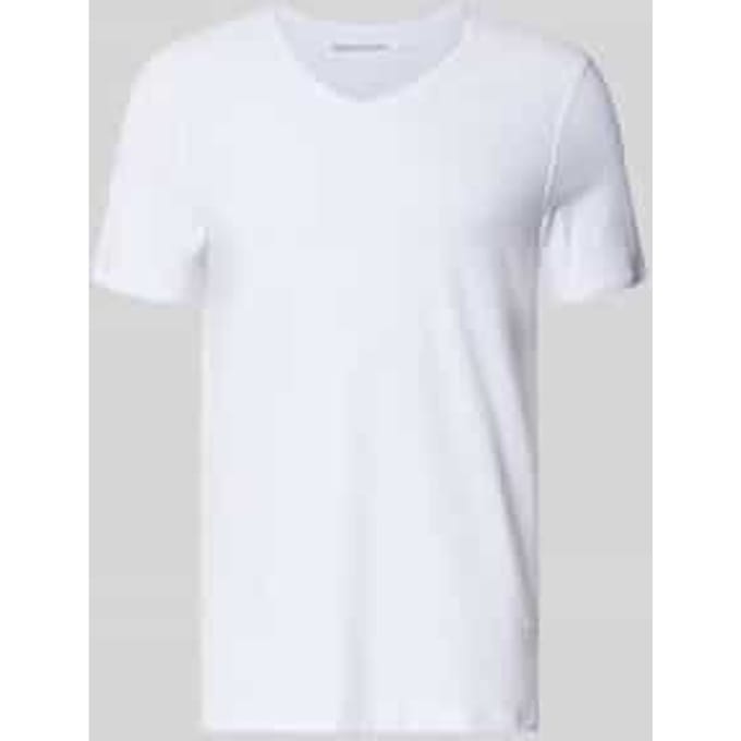 T-shirt met V-hals en rolzoom