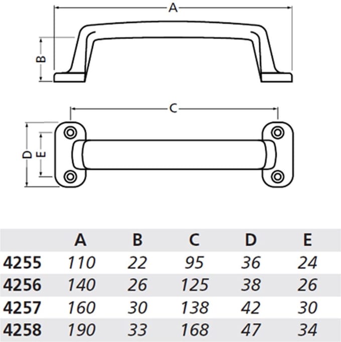 Handgreep opschroevend, alu/naturel 4257-01 160mm