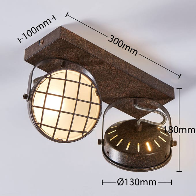 Lindby - buitenspot - 2lichts - Metaal, glas - H: 18 cm - G9 - roest, wit