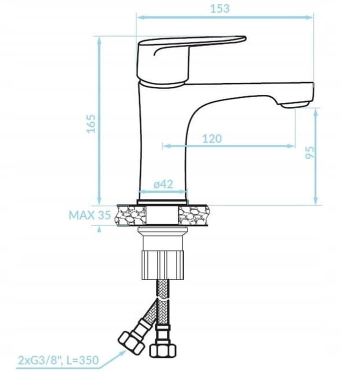 Deftrans Tim - Badkamermeubel - 50x86 cm - Wastafel - Chroomkraan