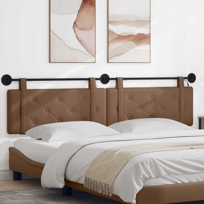 vidaXL - Hangend - hoofdbord - Met - LED-verlichting - Cappuccino - Kunstleer