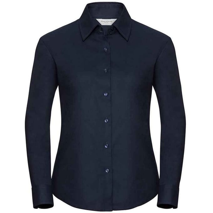 Russell Collection Dames/Dames Klassiek Oxford Overhemd Met Lange Mouwen (Heldere marine)