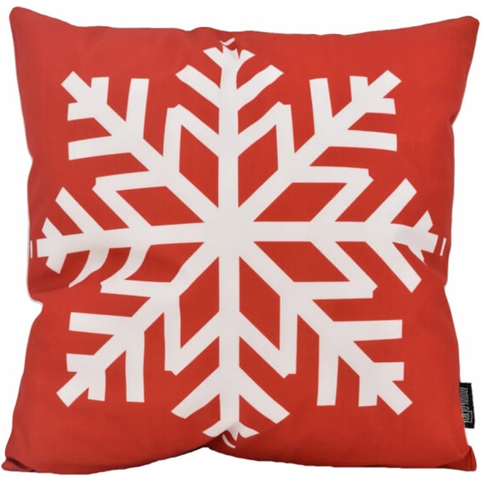 Gek op kussens! Sierkussen red snowflake | 45 x 45 cm | katoen/polyester