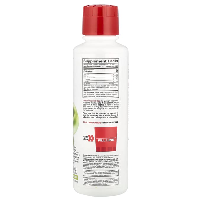 L-Carnitine® 3500, Groene Appelsnoep, 473 Ml (16 fl oz)