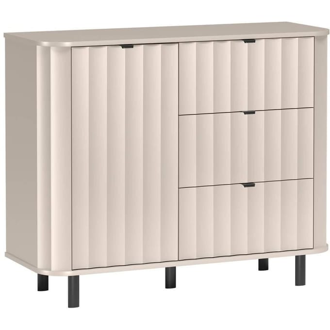 Selsey Novado – Dressoir met 1 deur en drie lades in cashmeregrijs, 111 cm