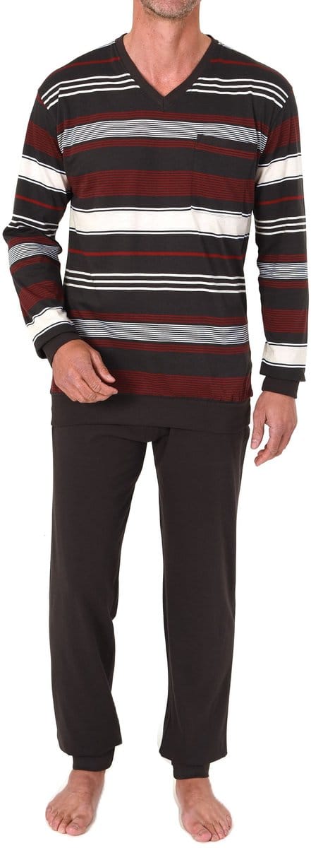 Normann heren pyjama lang met manchetten - pyjama met strepenlook - ook in grote maten
