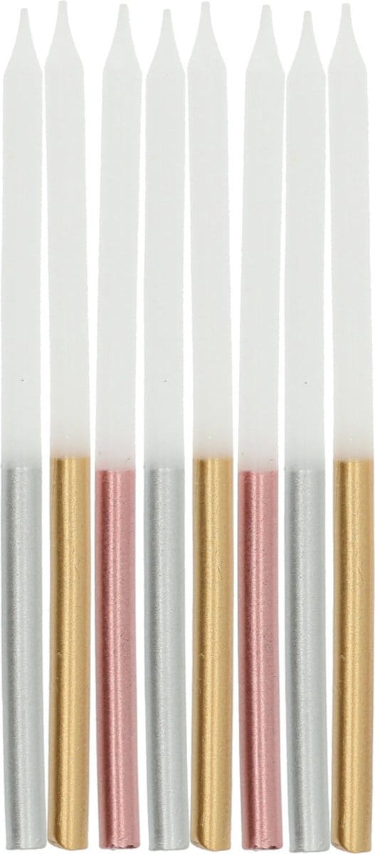 Folat - Kaarsjes glamour metallic 10 cm (24 stuks)