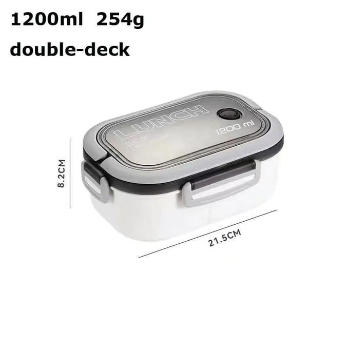 Draagbare Afgesloten Lunchbox 2 Laags Mesh Kinderen Lekdicht Bento Snack Doos met Bestek Magnetronbestendige Voedselbewaarcontainer 2