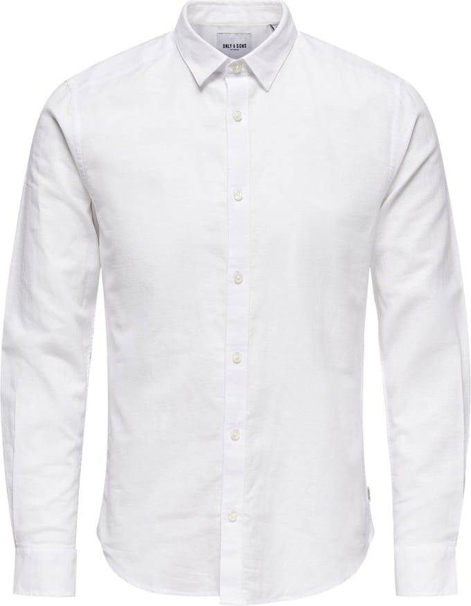 Only & Sons Overhemd Onscaiden Ls Solid Linen Shirt Noos 22012321 White Mannen Maat - XS