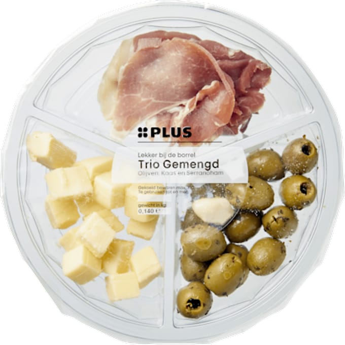 Tapasschotel Olijven, kaas serranoham