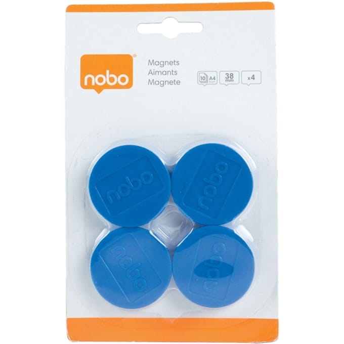 Magneet Nobo 38mm blauw 4 stuks