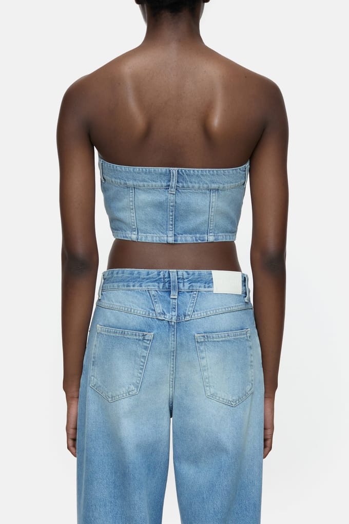 Closed Denim Bustier Shirts & Blouses Mid Blue Maat: XXS | Mouwloze Tops Outlet | Dames | Blauw