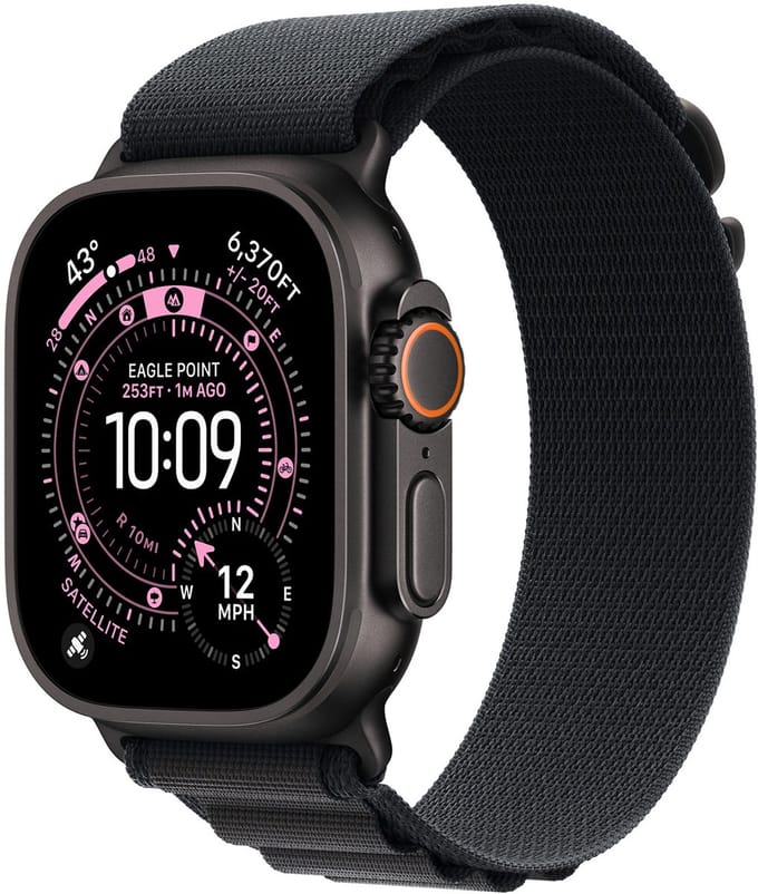 Apple 49mm Black Alpine Loop - Small - Natural Titanium Finish