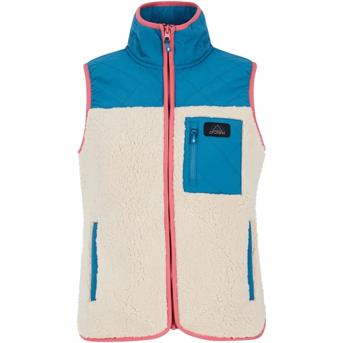 Protest Prttry - Bodywarmer Dames - High-pile teddy fleece - Ritssluiting – Surfing Blue
