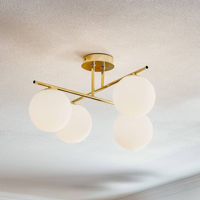 Domiluce Plafondlamp Aurora, goud, Ø 50 cm, 4-lamps, glas, E14