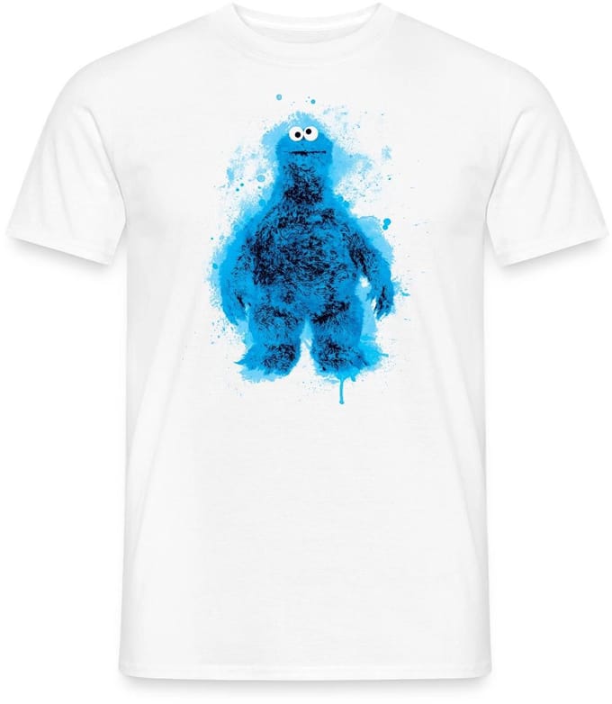 Sesamstraat Koekiemonster Paint Spetters T-Shirt Heren