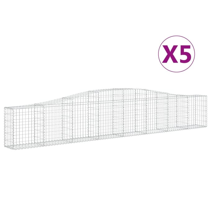 vidaXL - Schanskorven - 5 - st - gewelfd - 400x30x60/80 - cm - ijzer