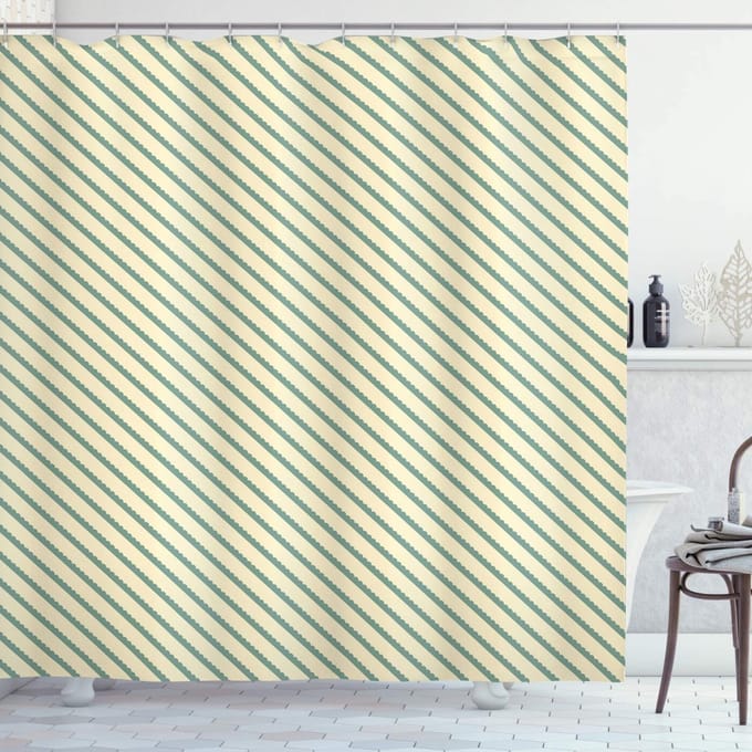 ABAKUHAUS Retro Douchegordijn – Jadegroen Creme, 175×200 cm