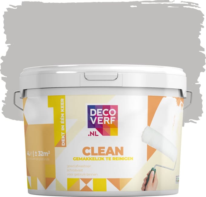 Decoverf clean muurverf parelgrijs, 4L