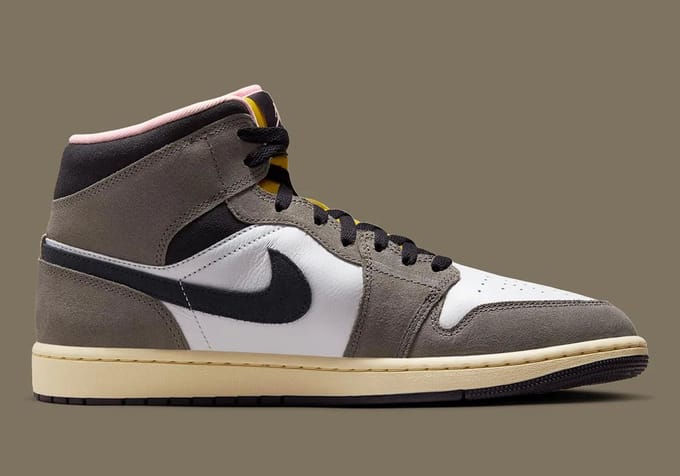 Air Jordan 1 Mid Cave Stone Heren Sneakers Grijs Wit Oliegrijs HQ2011-100 45