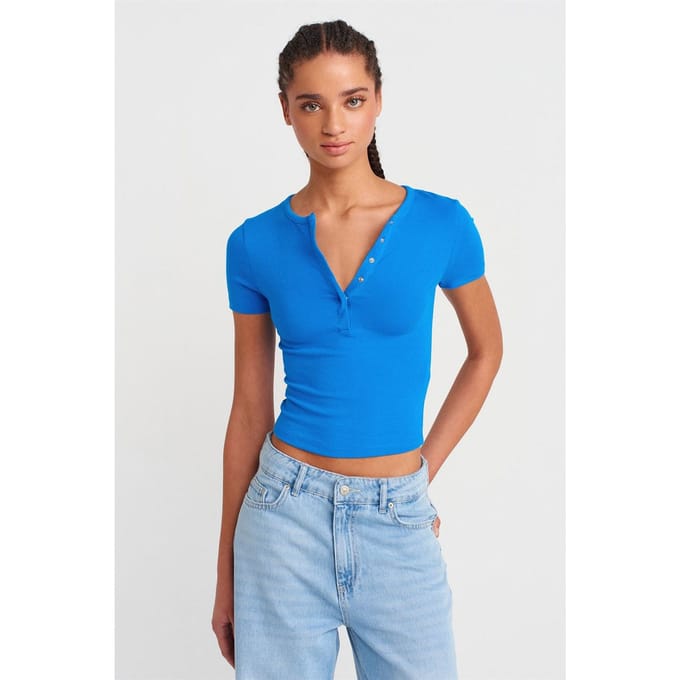 Slim Fit Crop Jersey Blouse