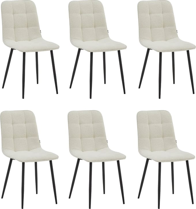 Colenis - Ela Eetkamerstoel - Set Van 6 - Wit - Bouclé - Design