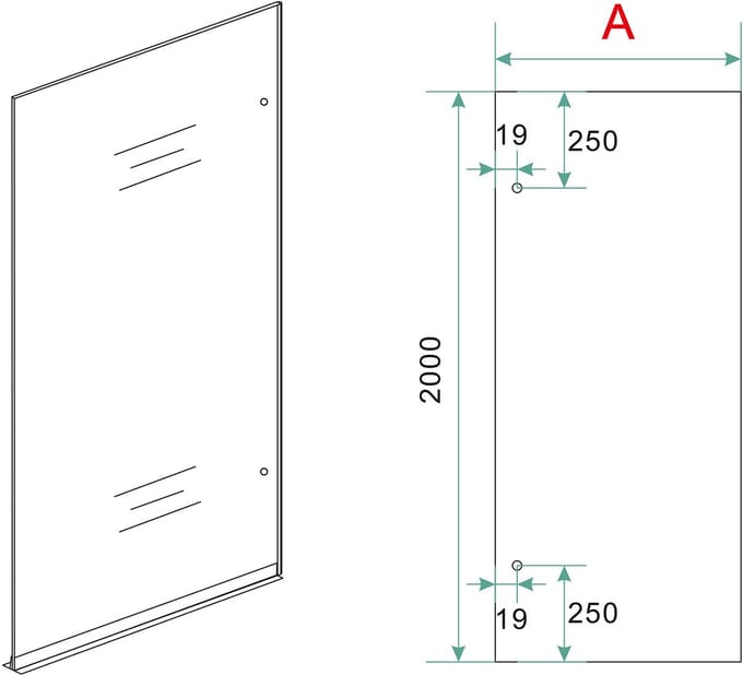 Wiesbaden Less Inloopdouche Rechts 80 x 200 cm - Spiegelrook / Messing
