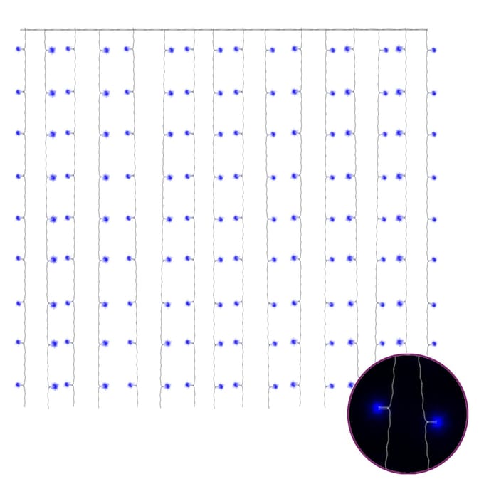 vidaXL - Lichtsnoergordijn - met - 300 - LED's - en - 8 - functies - 3x3 - m - blauw