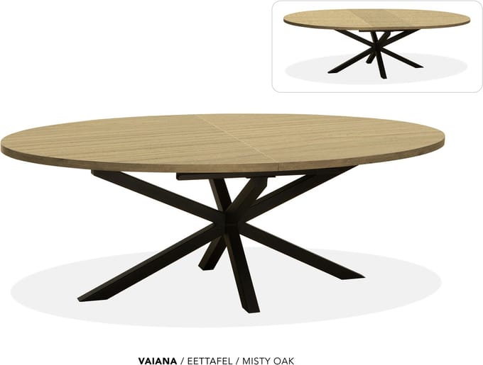 Maxfurn - Ovale uitschuiftafel 200/260 | Zeer krasvast | Kleur: Misty Oak