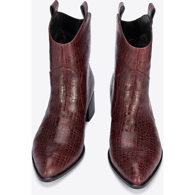 Wittchen Dames Croco Leren Cowboylaarzen Bordeaux Natuurlijk Leer