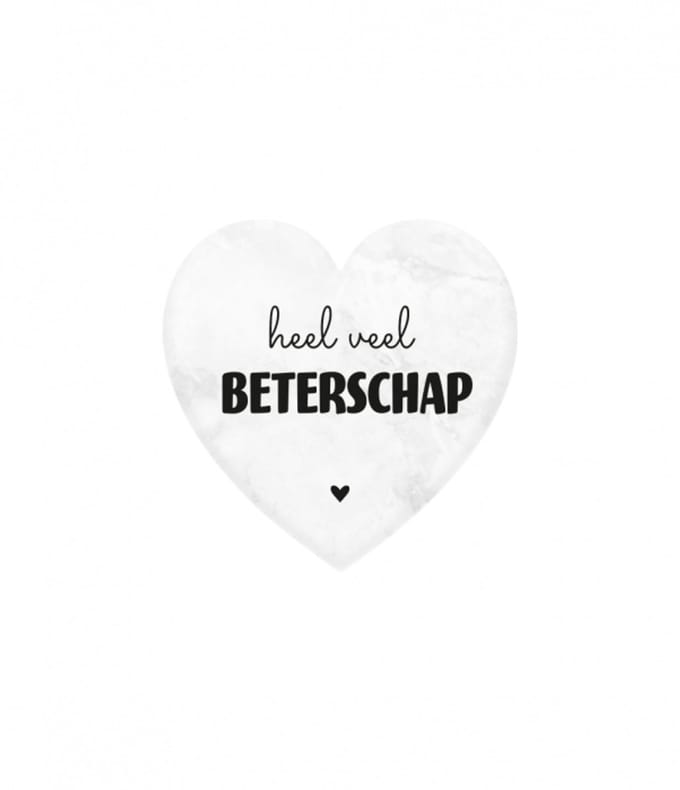 Marmeren hartje - Heel veel beterschap - 5x5cm