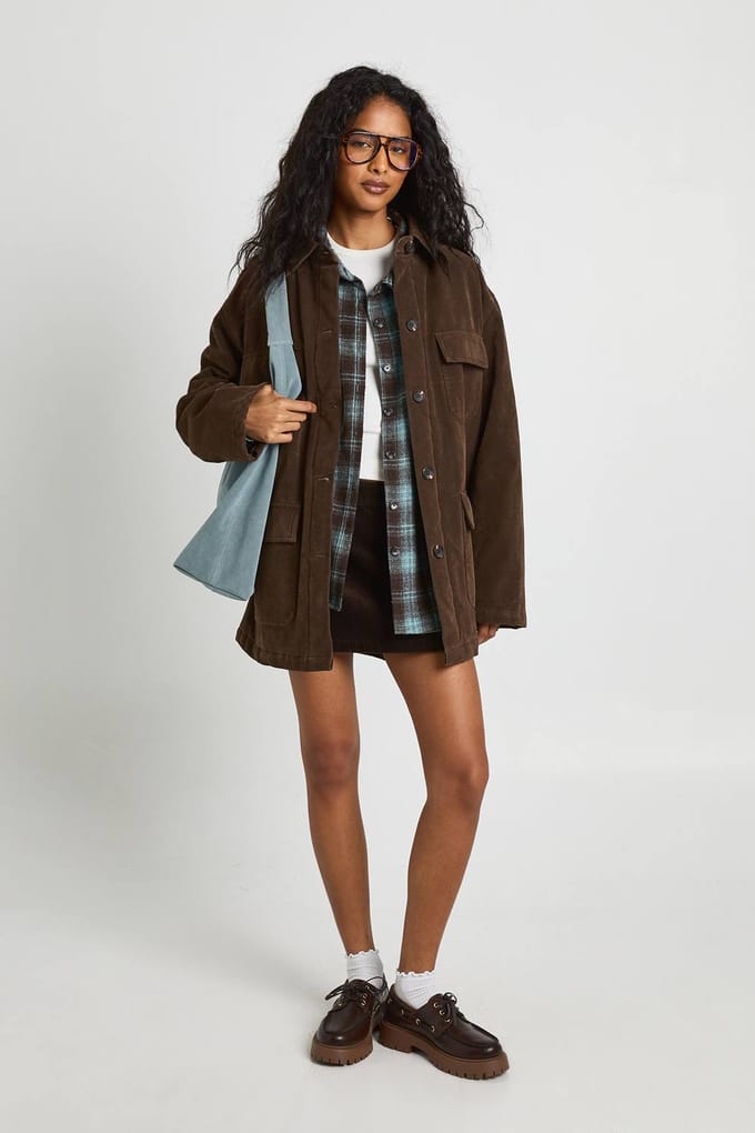 boohoo Dames Suede Look Utility Pocket Jacket | Chocolate | Maat: 8