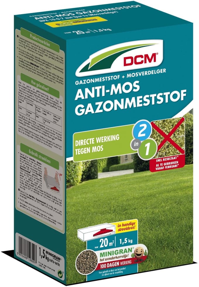 Dcm Meststof Gazon Anti-Mos - Gazonmeststoffen - 1.5 kg
