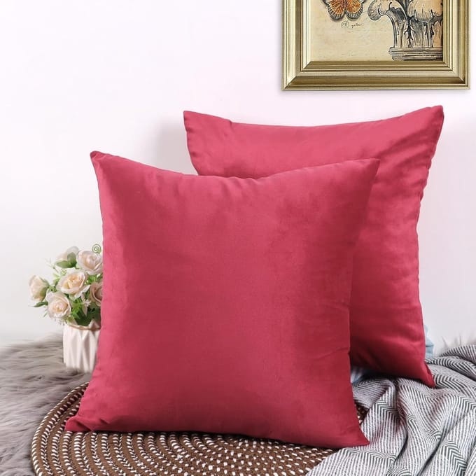 EMEMA - Aksamitne Sierkussenhoezen - Rood - 40x40cm - 2 Stuks