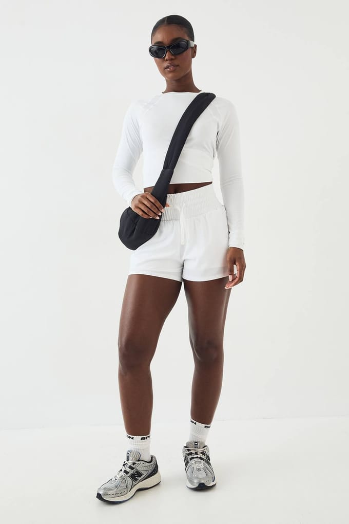 Dames DSGN Studio Loose Fit Mesh Insert Lange Mouwen T-Shirt | White | Maat: Large