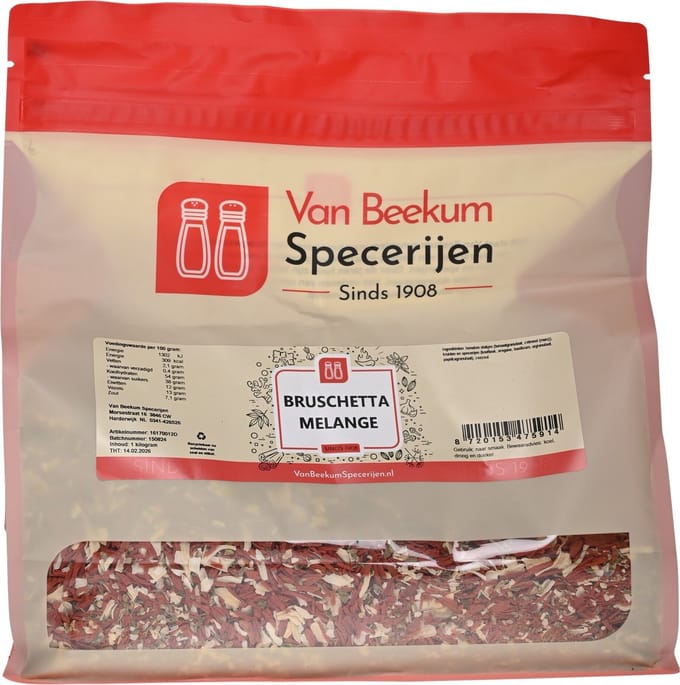 Van Beekum Specerijen - Bruschetta Melange - 1 KG (hersluitbare stazak)