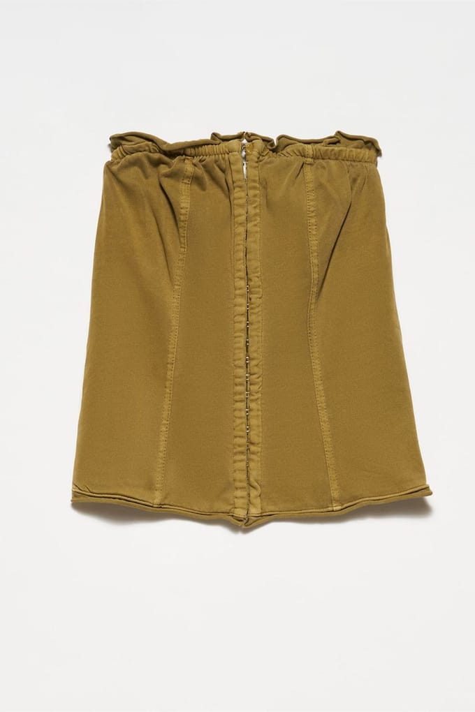 Dames Strapless Katoenen Cropped Zip Top