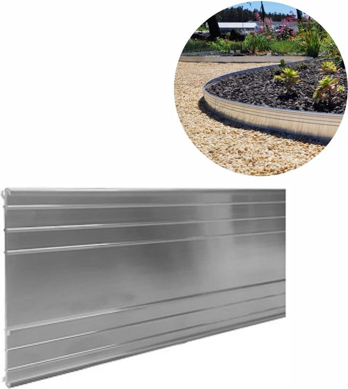 Borderrand aluminium 24cm x 100cm, ultra sterke - Gazonrand - Kantopsluiting