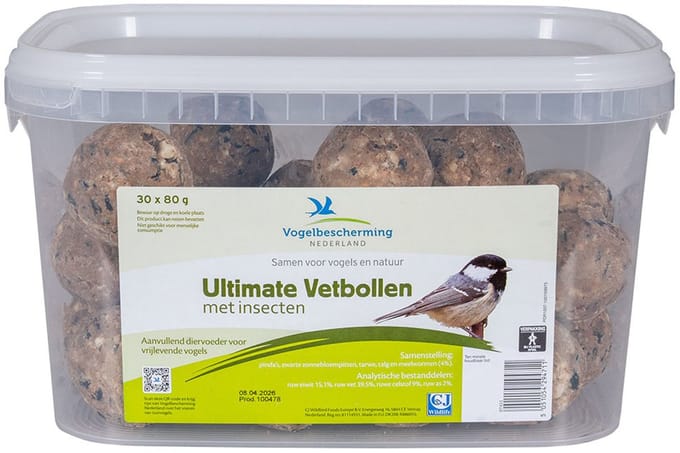 Ultimate vetbollen met insecten - 30 stuks in emmer