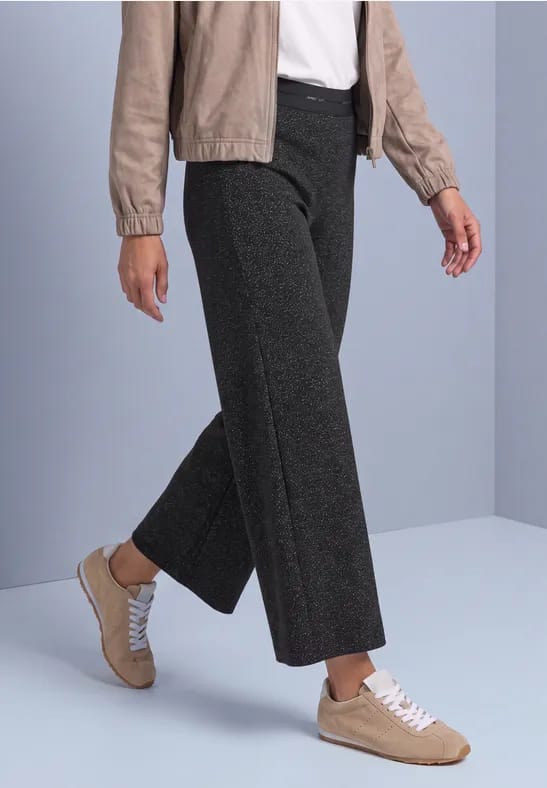 High Waist Wide Leg Broek met subtiel patroon