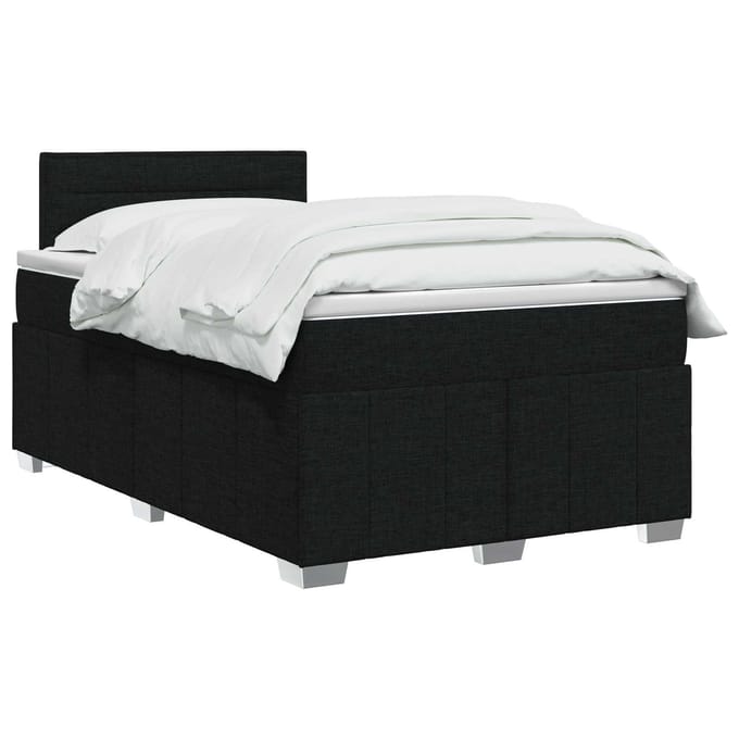 vidaXL - Boxspringbed - met - matras - met - hoofdeinde - Zwart - 120 - x - 190 - cm - Stof