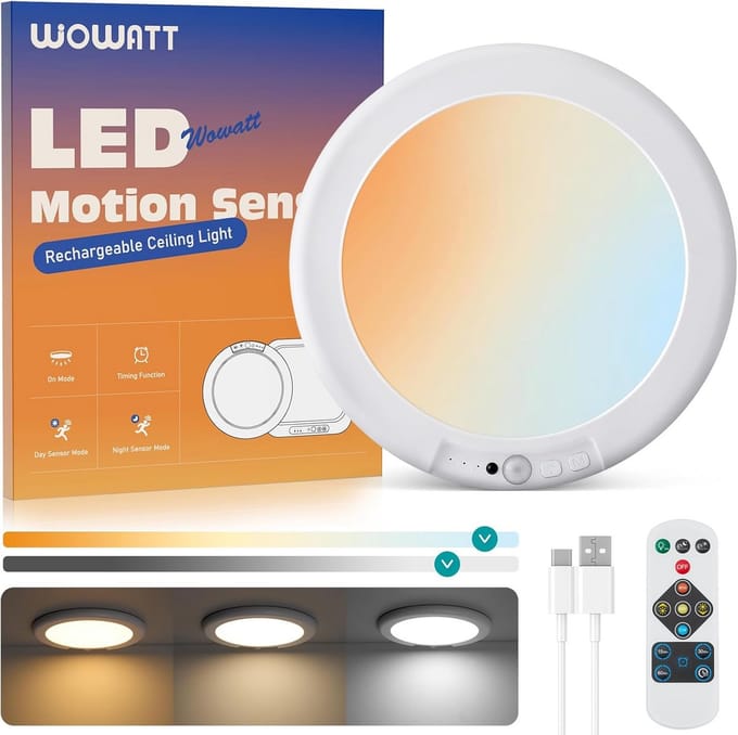 Dimbare LED Plafondlamp met Bewegingsmelder en 3 Kleurtemperaturen