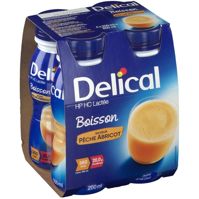 Delical Melkdrank HP-HC Perzik - Abrikoos 360kcal 4x200 Vloeistof
